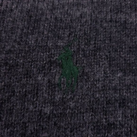 Polo Ralph Lauren Medium Sweater Gray V Neck Wool - Picture 6 of 12